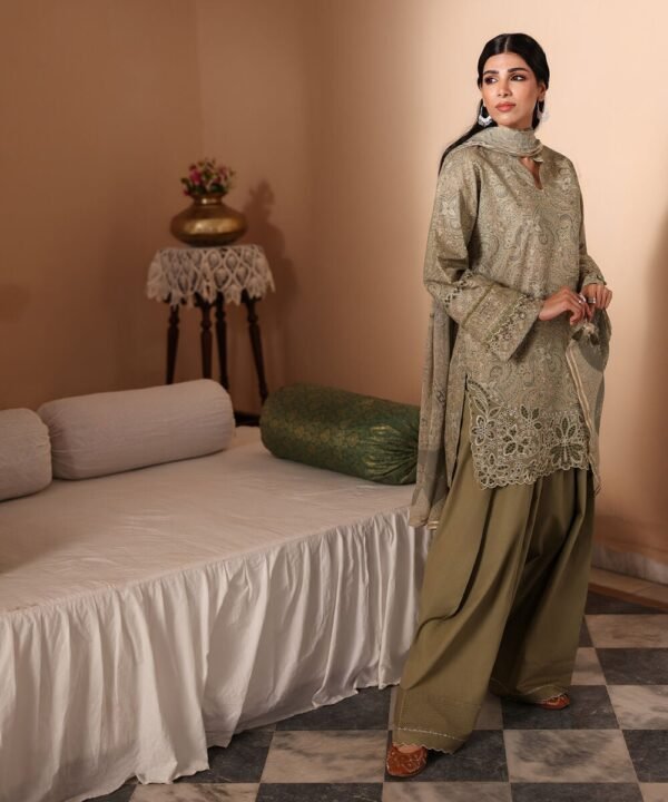 3 Piece - Embroidered Zari Lawn Suit